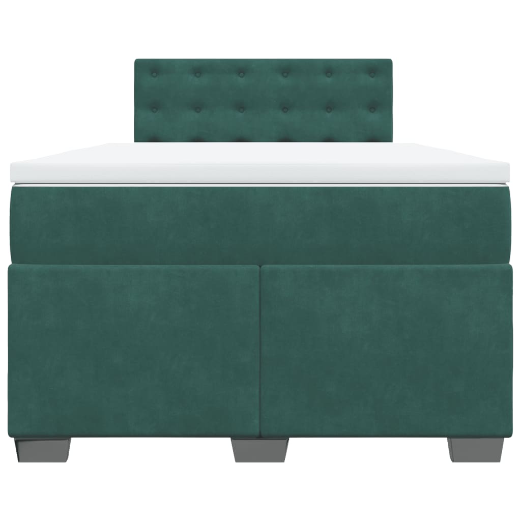 Pat box spring cu saltea, verde închis, 120x190 cm, catifea