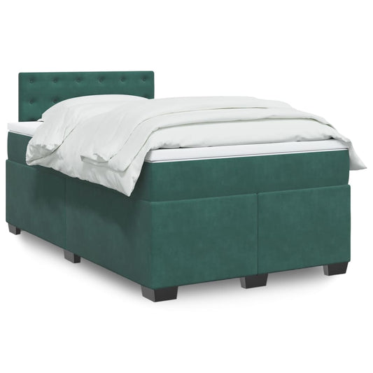 Pat box spring cu saltea, verde închis, 120x190 cm, catifea