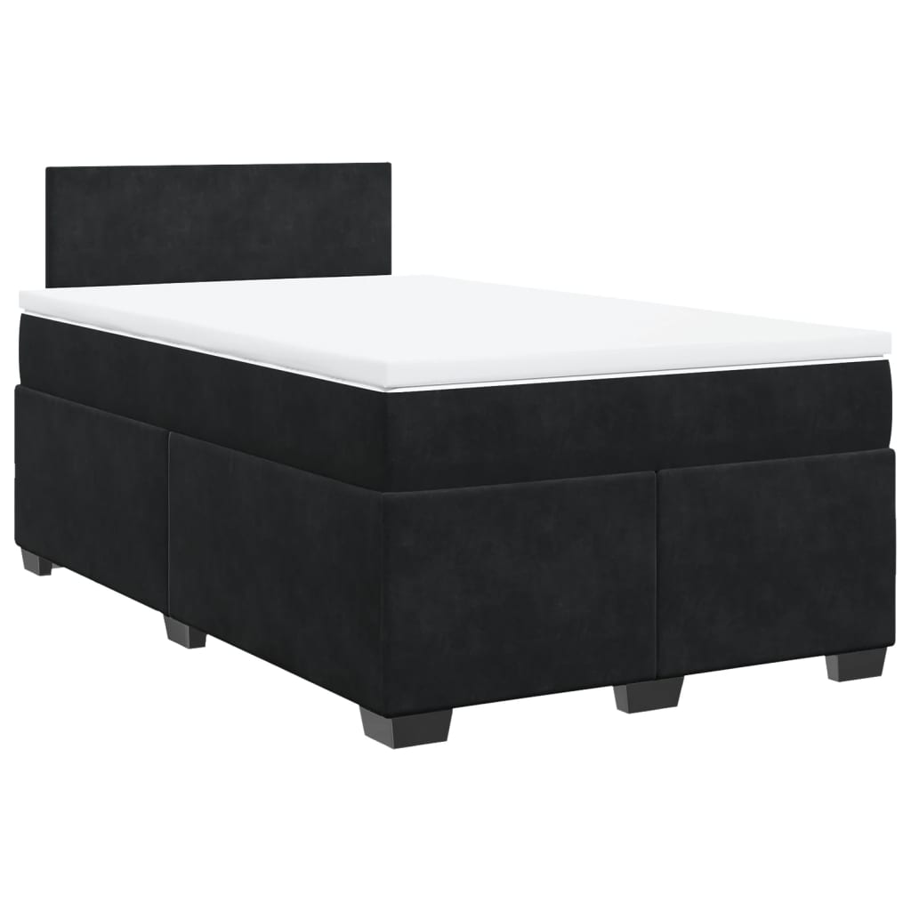 Pat box spring cu saltea, negru, 120x200 cm, catifea