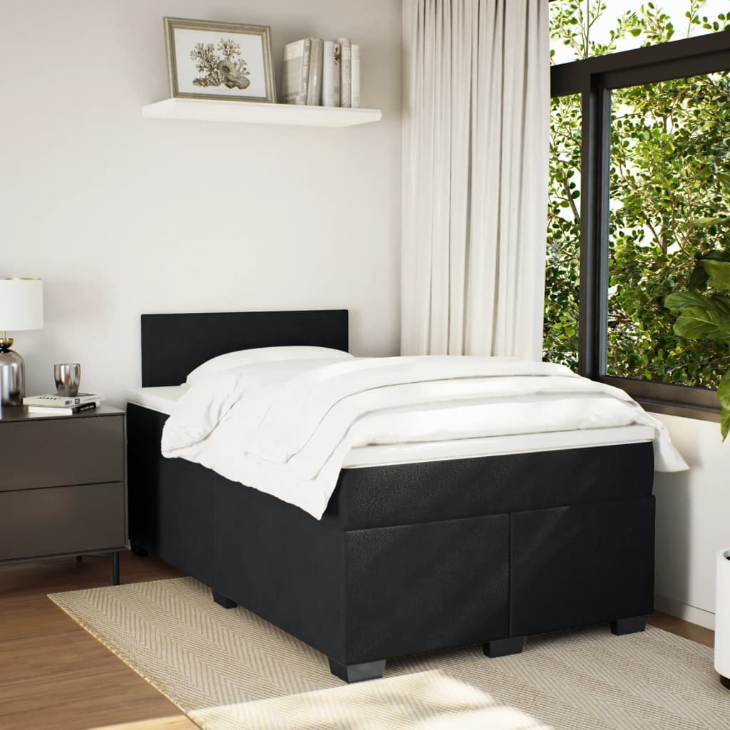 Pat box spring cu saltea, negru, 120x200 cm, catifea