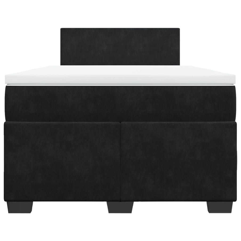 Pat box spring cu saltea, negru, 120x200 cm, catifea