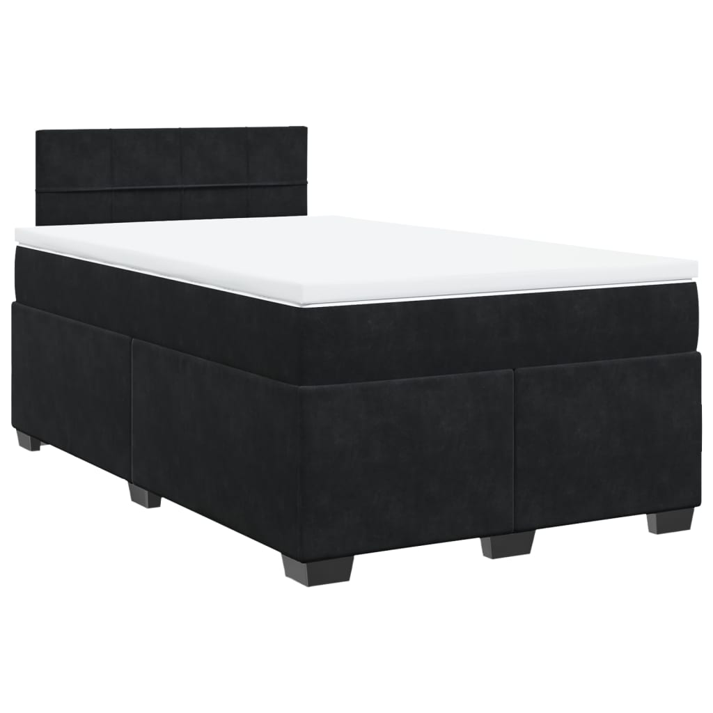 Pat box spring cu saltea, negru, 120x200 cm, catifea