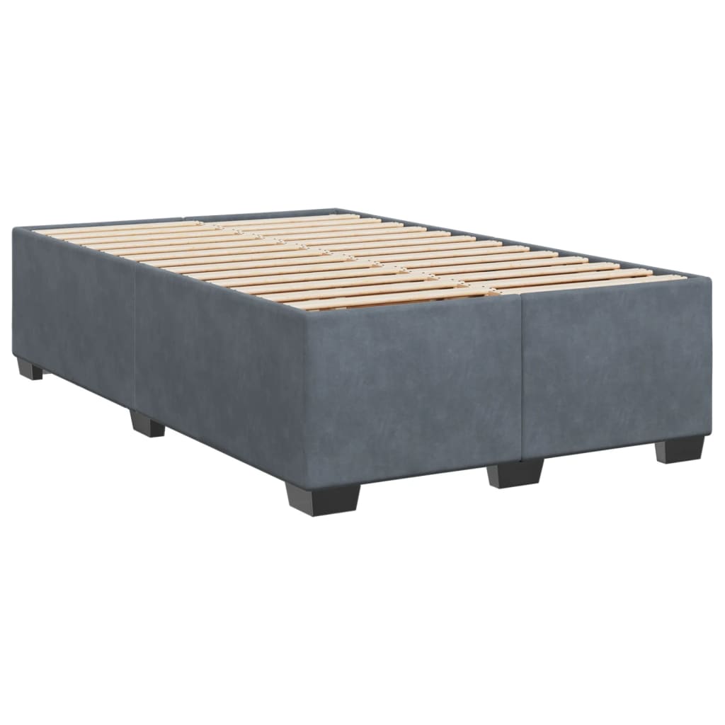 Pat box spring cu saltea, gri închis, 120x200 cm, catifea