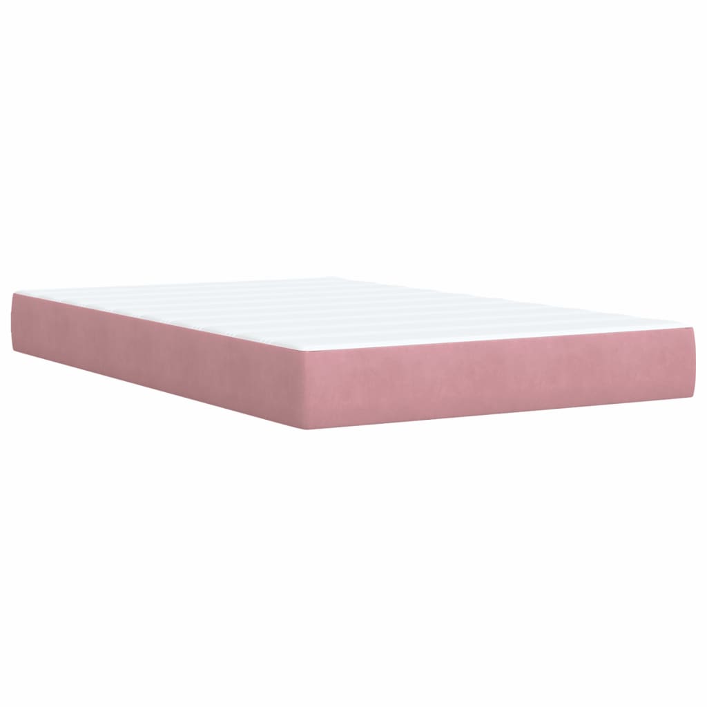 Pat box spring cu saltea, roz, 120x200 cm, catifea