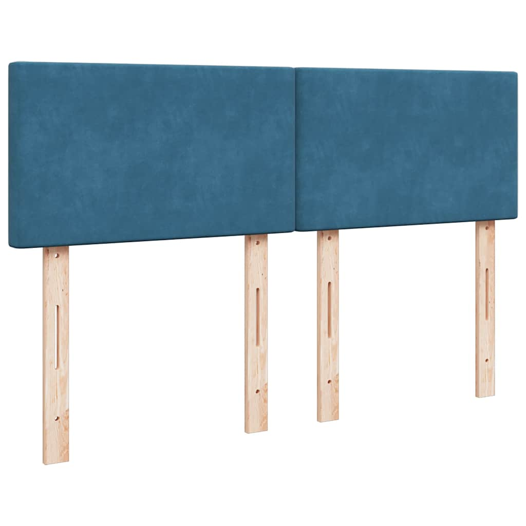 Pat box spring cu saltea, albastru, 140x190 cm, catifea