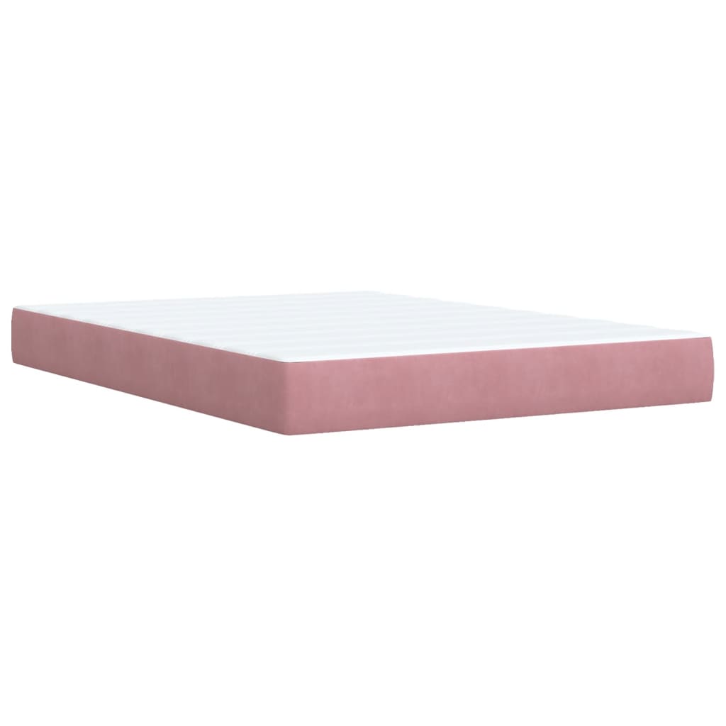 Pat box spring cu saltea, roz, 140x190 cm, catifea