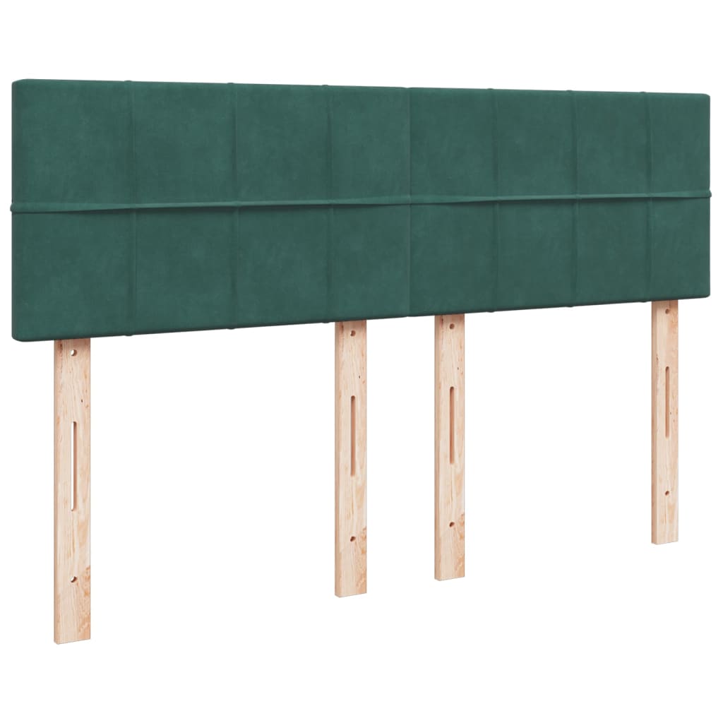 Pat box spring cu saltea, verde închis, 140x190 cm, catifea