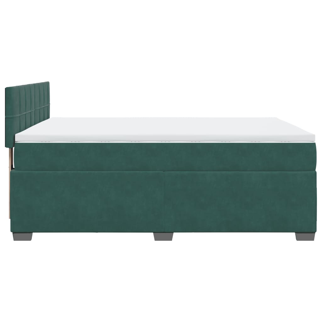 Pat box spring cu saltea, verde închis, 140x190 cm, catifea