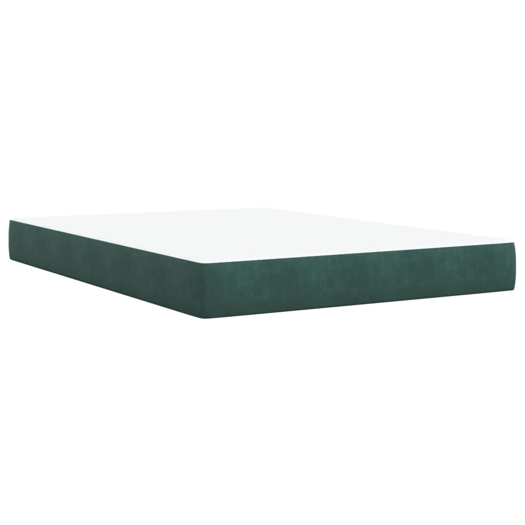 Pat box spring cu saltea, verde închis, 140x190 cm, catifea