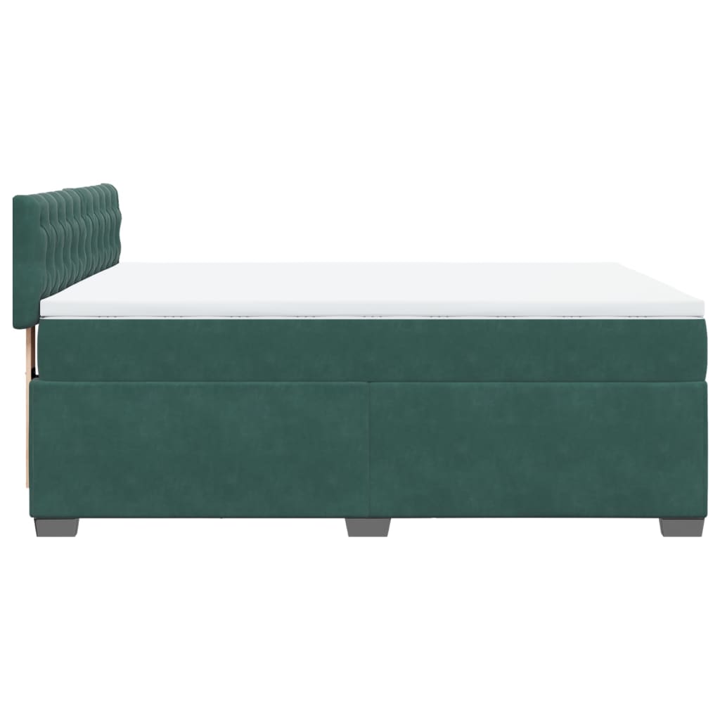 Pat box spring cu saltea, verde închis, 140x190 cm, catifea