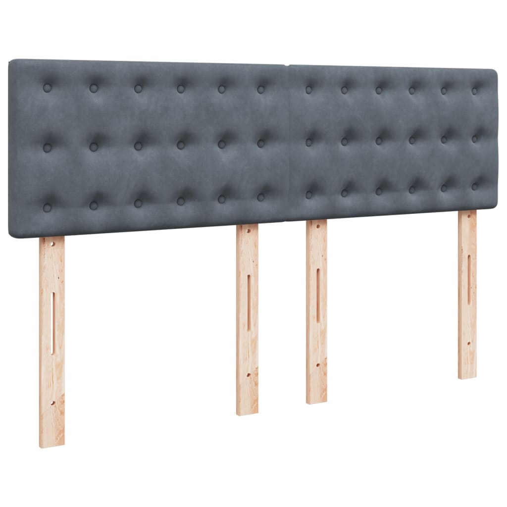 Pat box spring cu saltea, gri închis, 140x190 cm, catifea