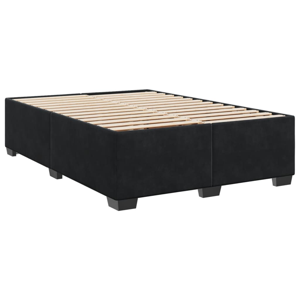 Pat box spring cu saltea, negru, 140x200 cm, catifea