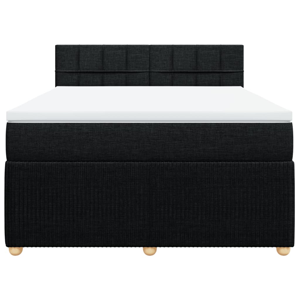 Pat box spring cu saltea, negru, 140x190 cm, textil