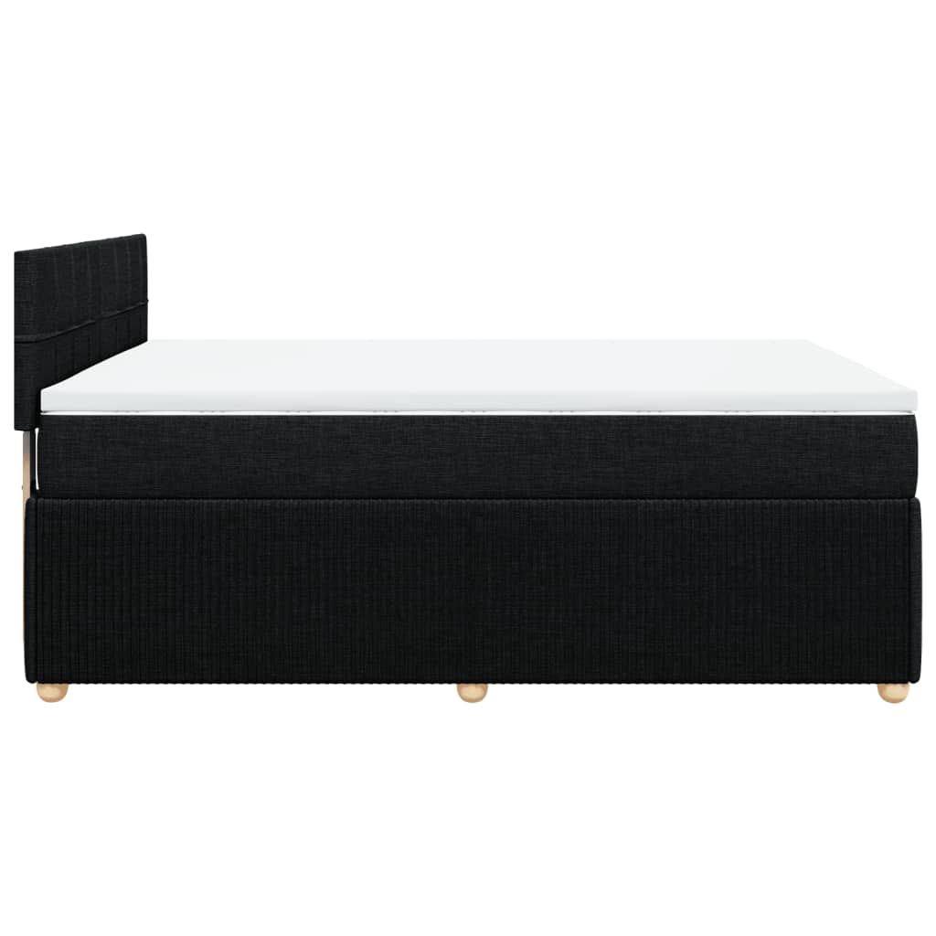 Pat box spring cu saltea, negru, 140x190 cm, textil