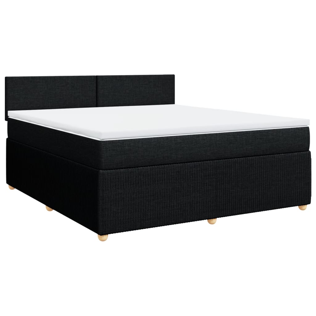 Pat box spring cu saltea, negru, 180x200 cm, catifea