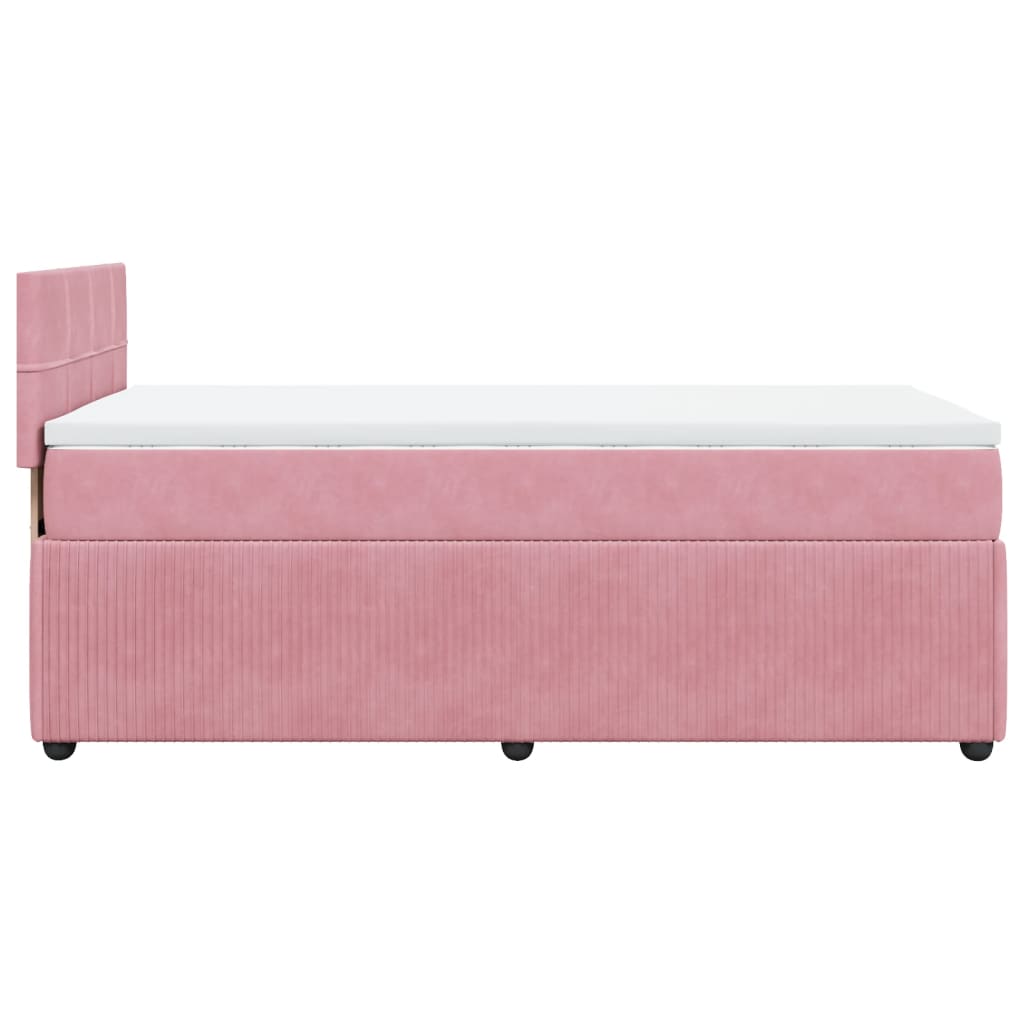 Pat box spring cu saltea, roz, 80x200 cm, catifea