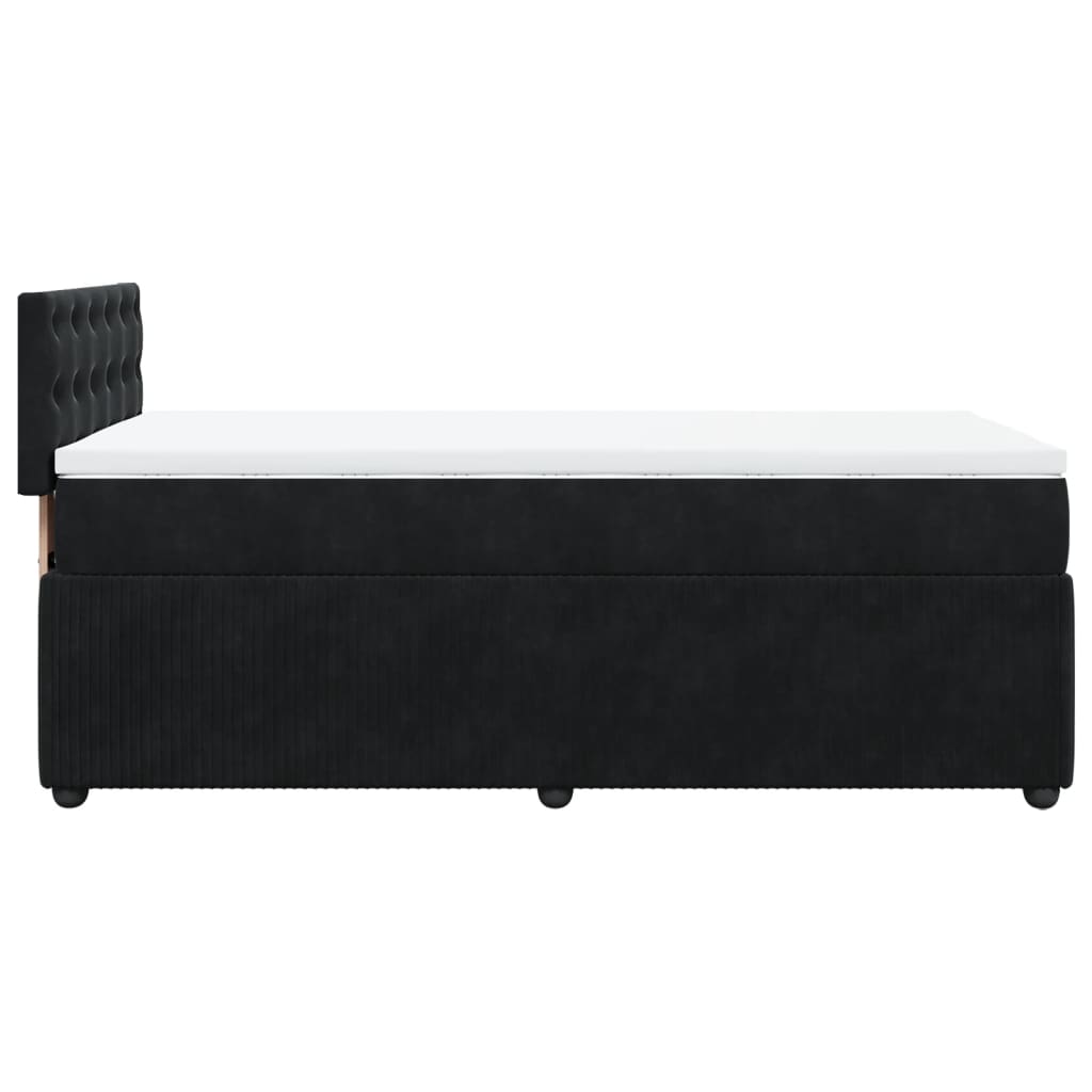 Pat box spring cu saltea, negru, 90x190 cm, catifea