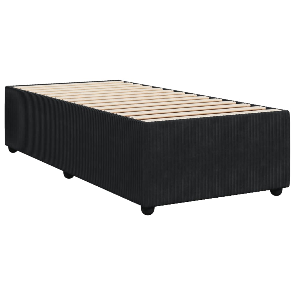 Pat box spring cu saltea, negru, 90x190 cm, catifea