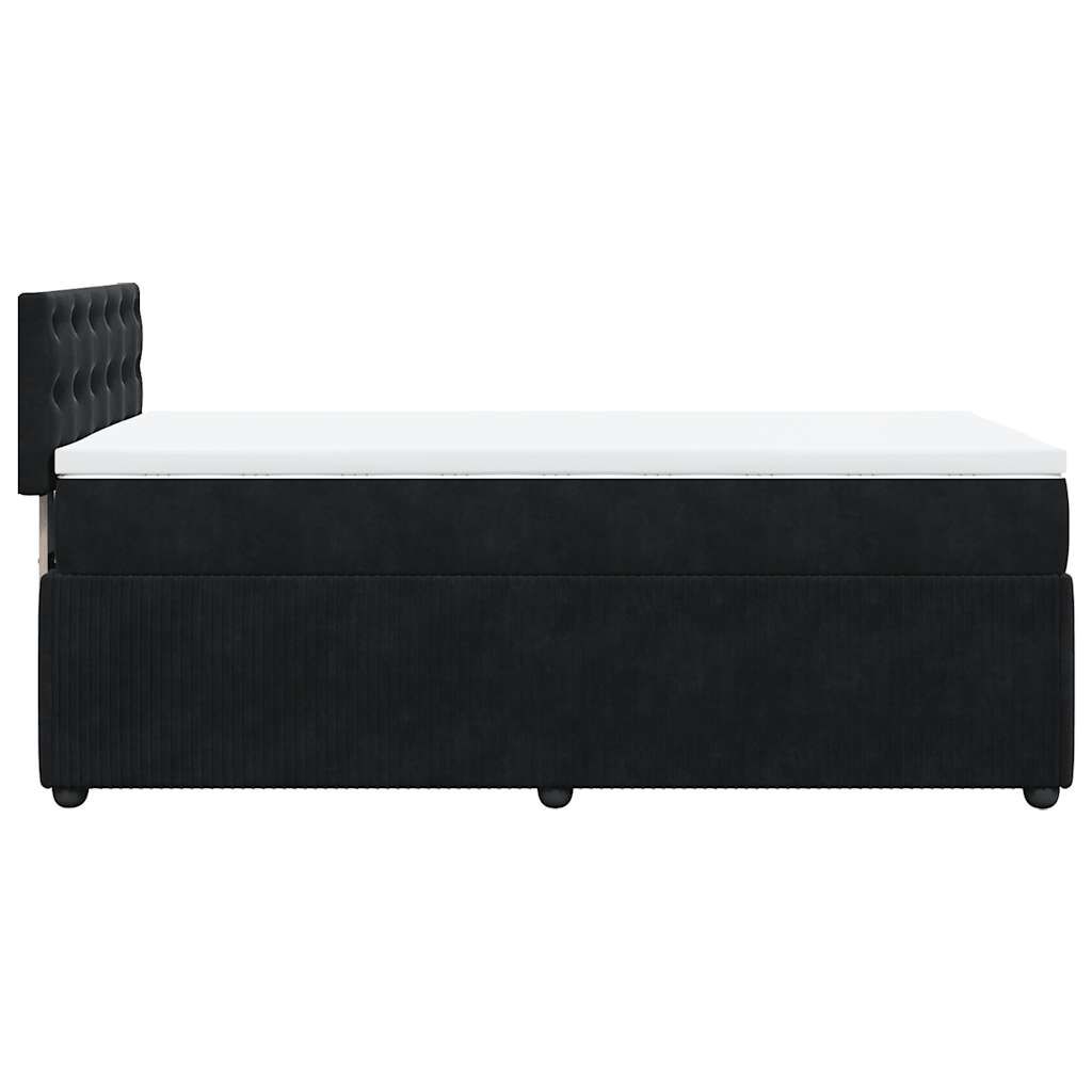 Pat box spring cu saltea, negru, 90x200 cm, catifea