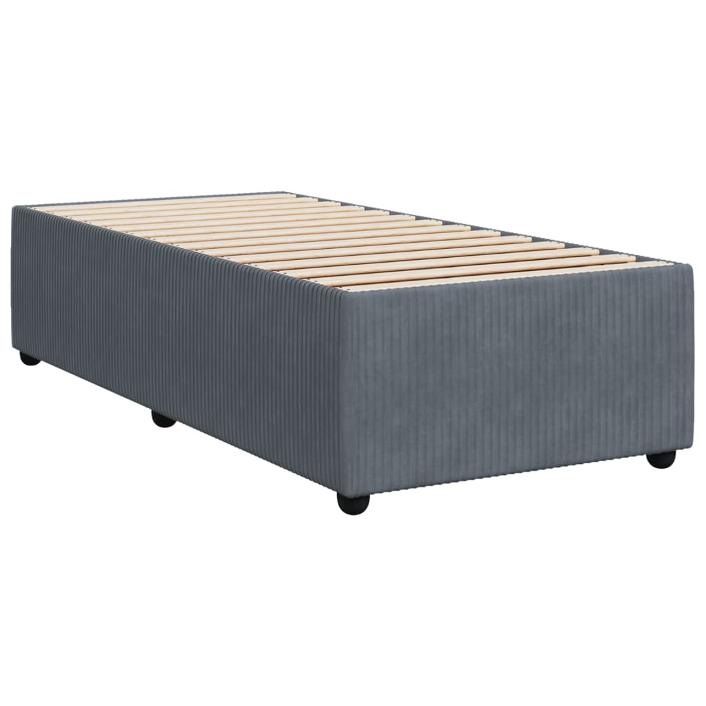 Pat box spring cu saltea, gri închis, 100x200 cm, catifea