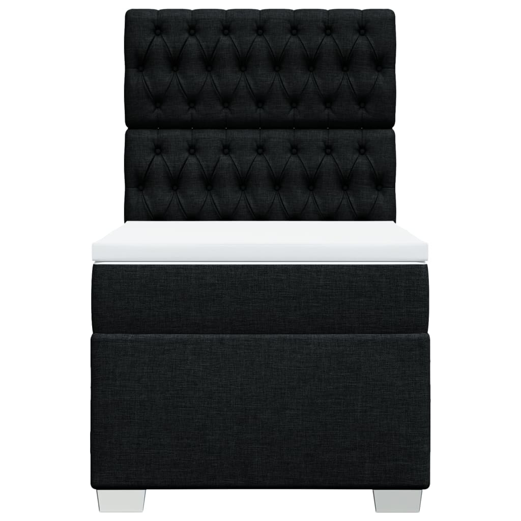 Pat box spring cu saltea, negru, 100x200 cm, textil