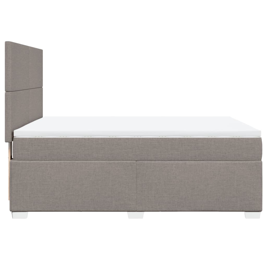 Pat box spring cu saltea, gri taupe, 160x200 cm material textil