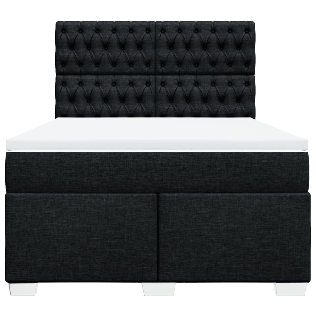 Pat box spring cu saltea, negru, 160x200 cm, textil