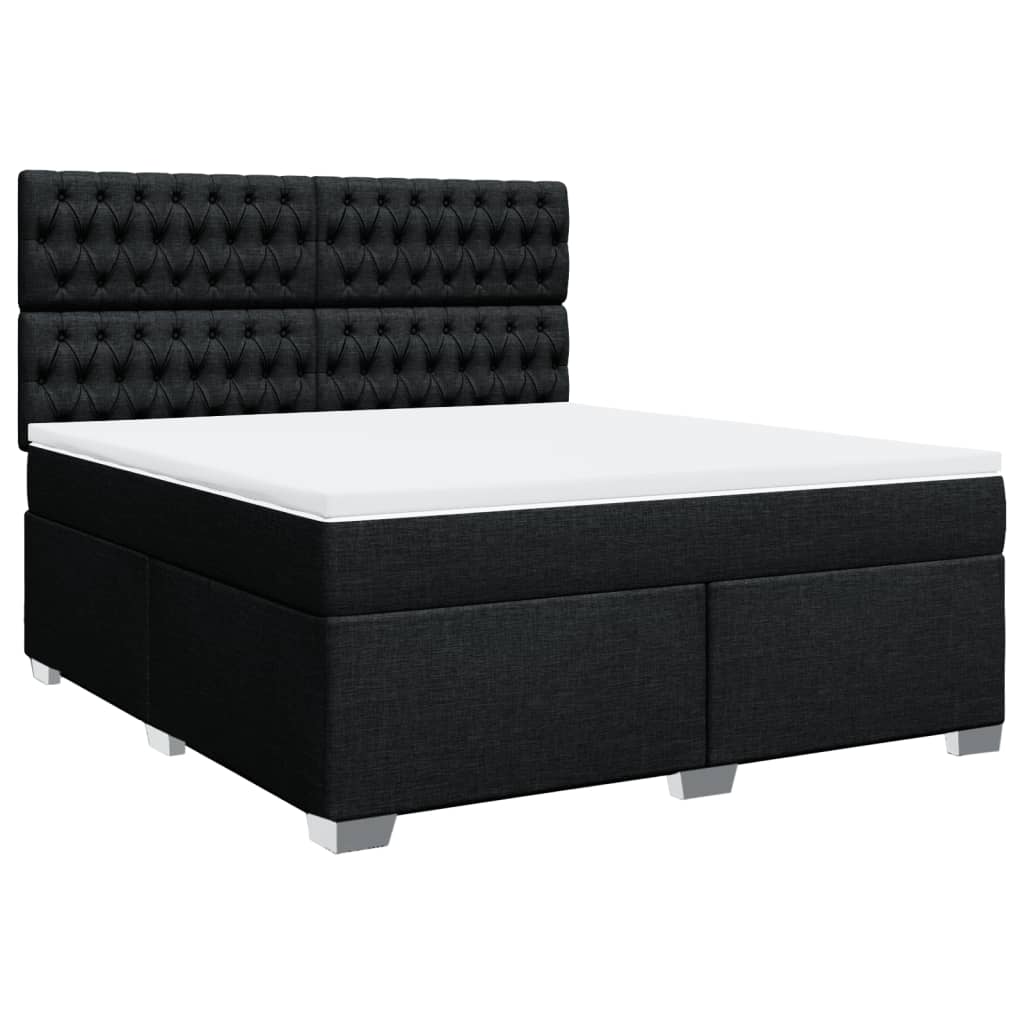 Pat box spring cu saltea, negru, 180x200 cm, catifea