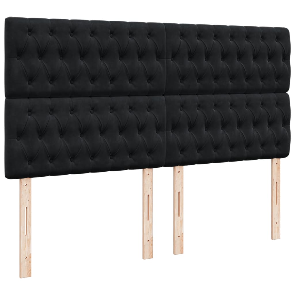 Pat box spring cu saltea, negru, 180x200 cm, catifea