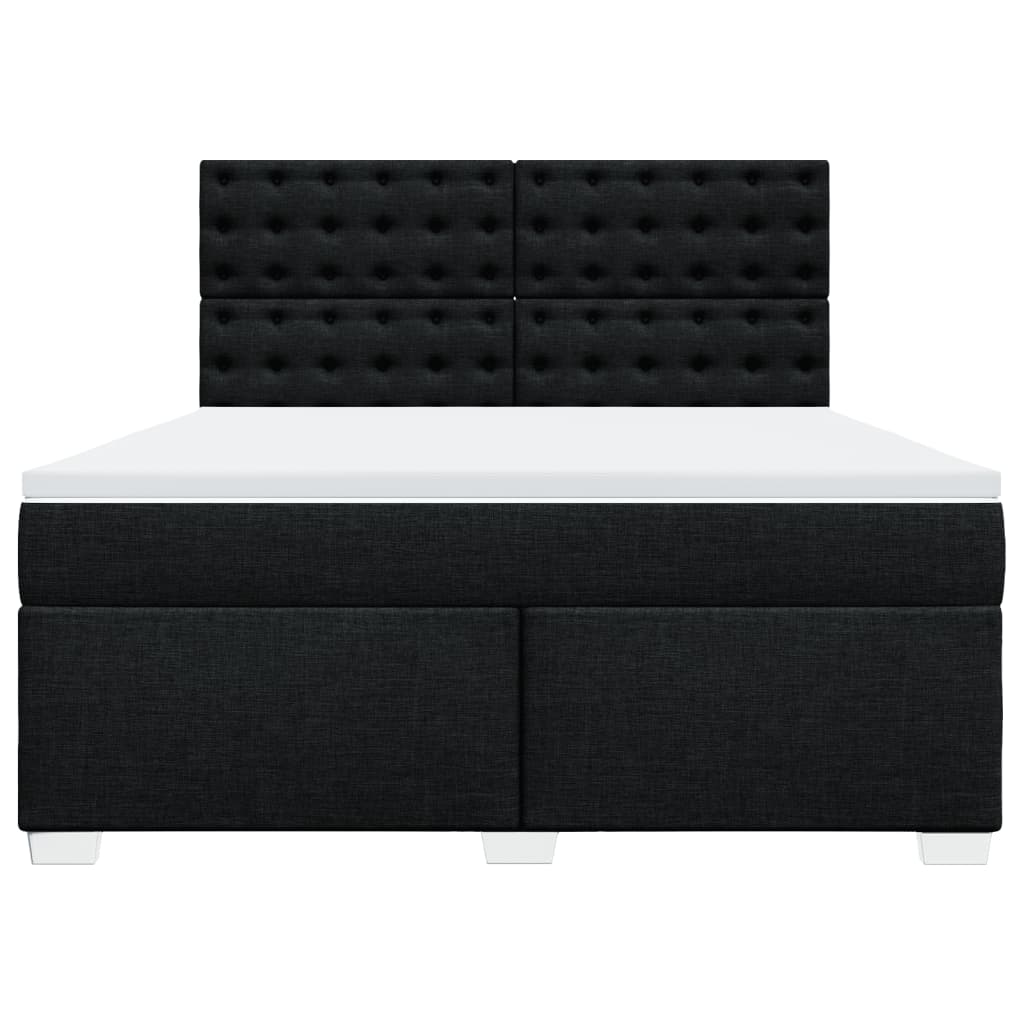 Pat box spring cu saltea, negru, 180x200 cm, catifea