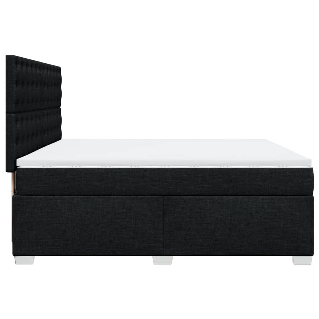 Pat box spring cu saltea, negru, 180x200 cm, catifea