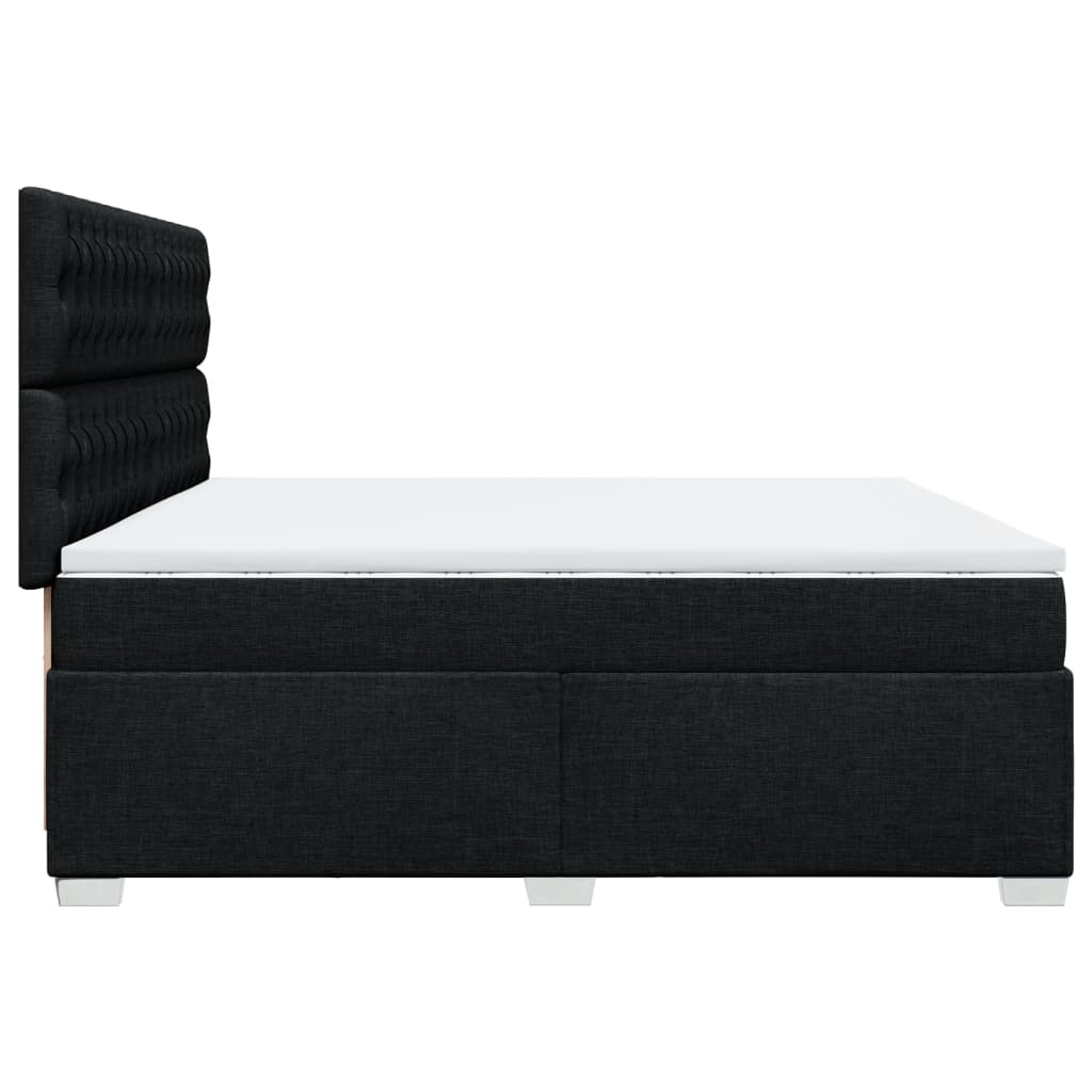 Pat box spring cu saltea, negru, 200x200 cm, textil