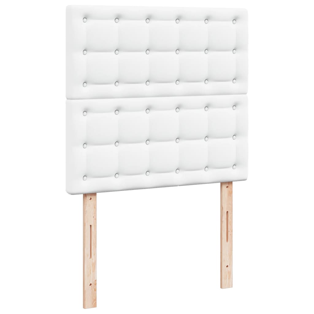 Pat box spring cu saltea, alb, 80x200 cm, piele ecologică