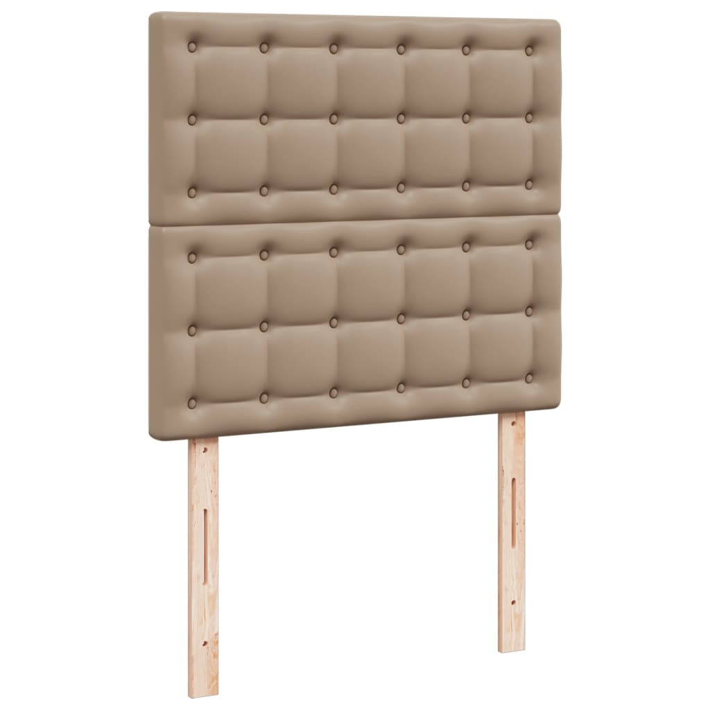 Pat box spring cu saltea, cappuccino, 80x200 cm piele ecologică