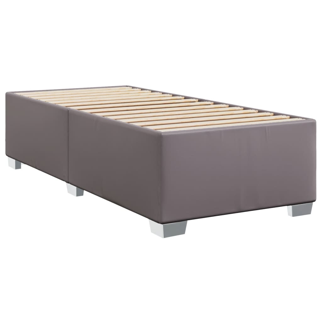 Pat box spring cu saltea, gri, 90x190 cm, piele ecologică