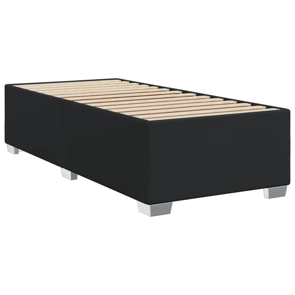 Pat box spring cu saltea, negru, 90x200 cm, piele ecologică