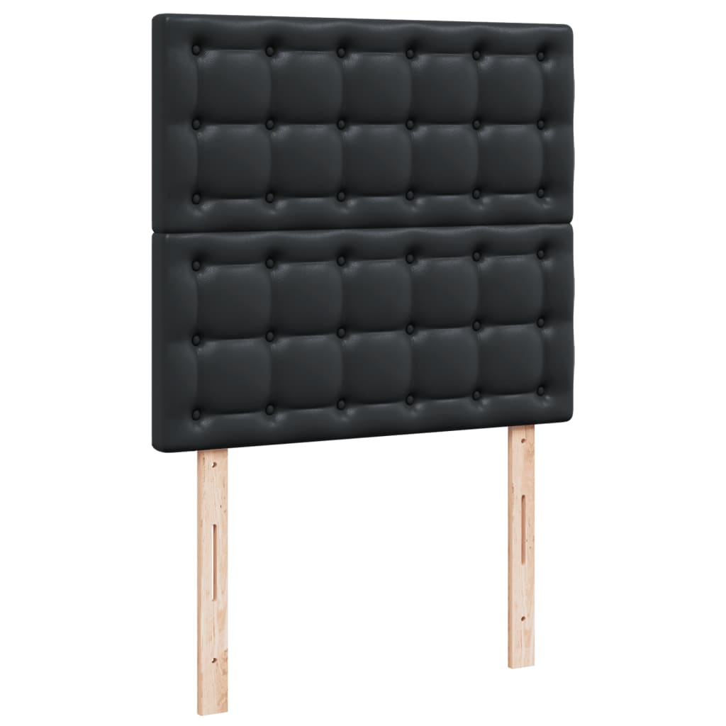 Pat box spring cu saltea, negru, 90x200 cm, piele ecologică