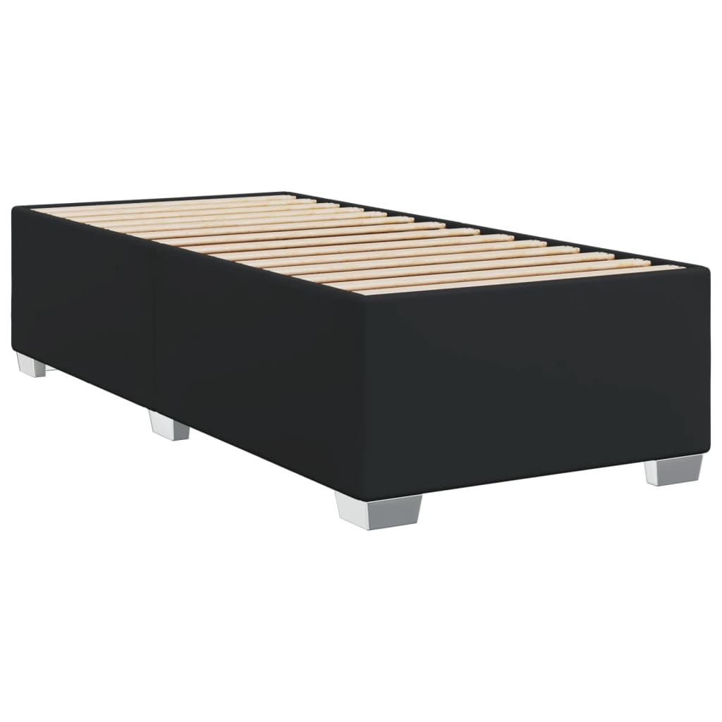 Pat box spring cu saltea, negru, 100x200 cm, piele ecologică