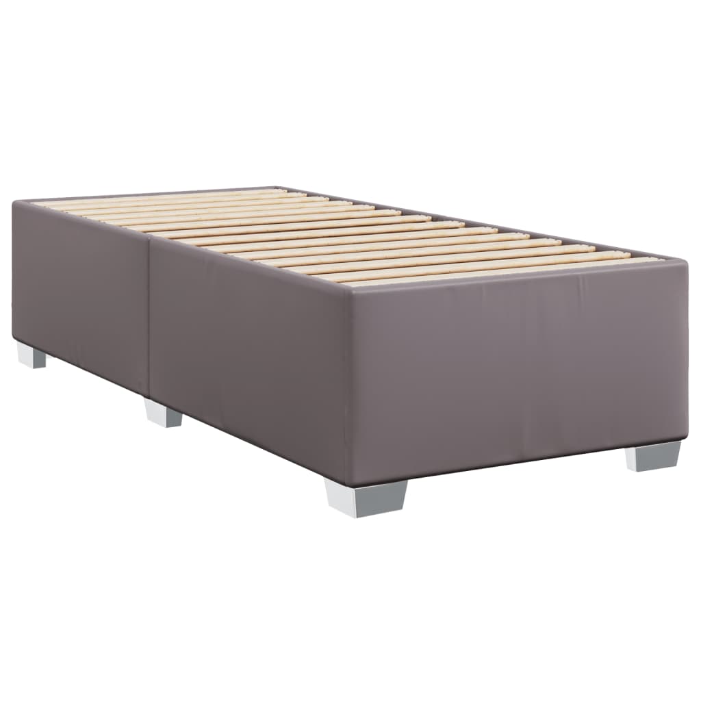 Pat box spring cu saltea, gri, 100x200 cm, piele ecologică