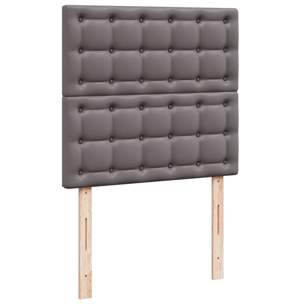 Pat box spring cu saltea, gri, 100x200 cm, piele ecologică