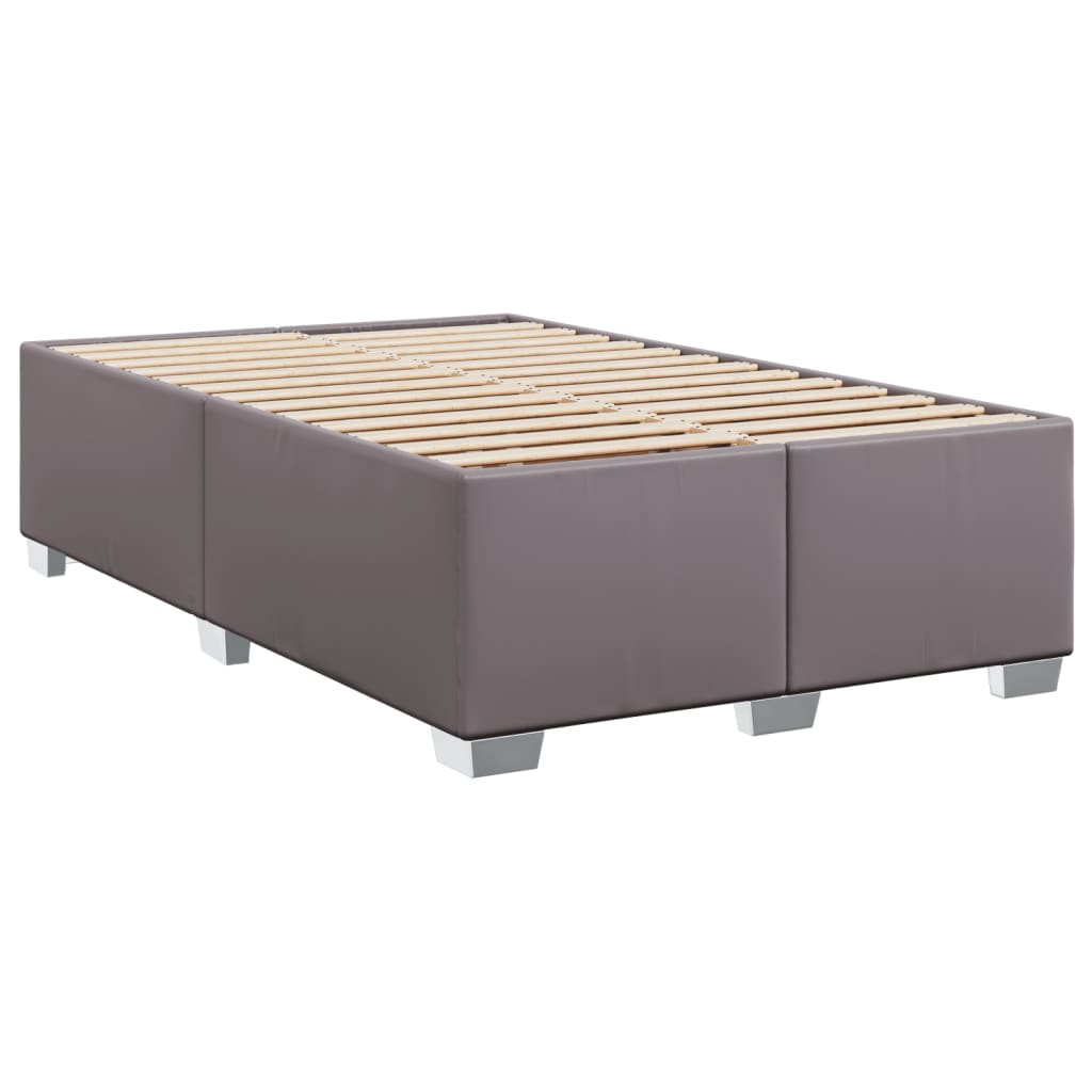 Pat box spring cu saltea, gri, 120x190 cm, piele ecologică