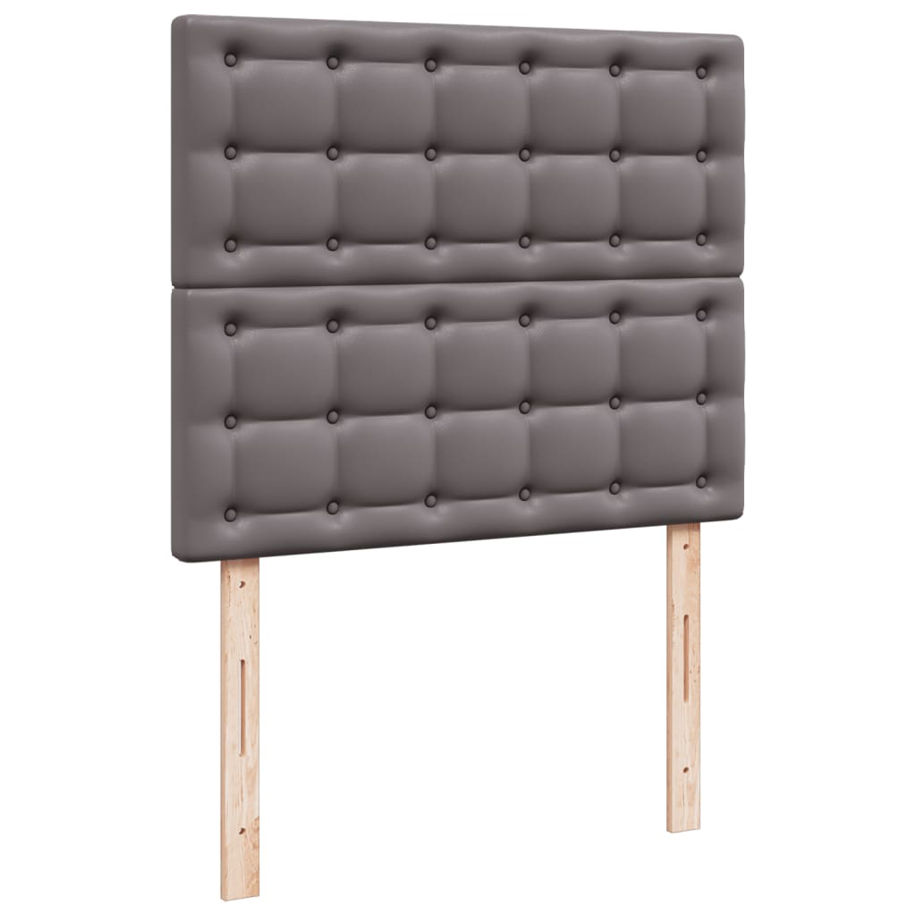 Pat box spring cu saltea, gri, 120x190 cm, piele ecologică