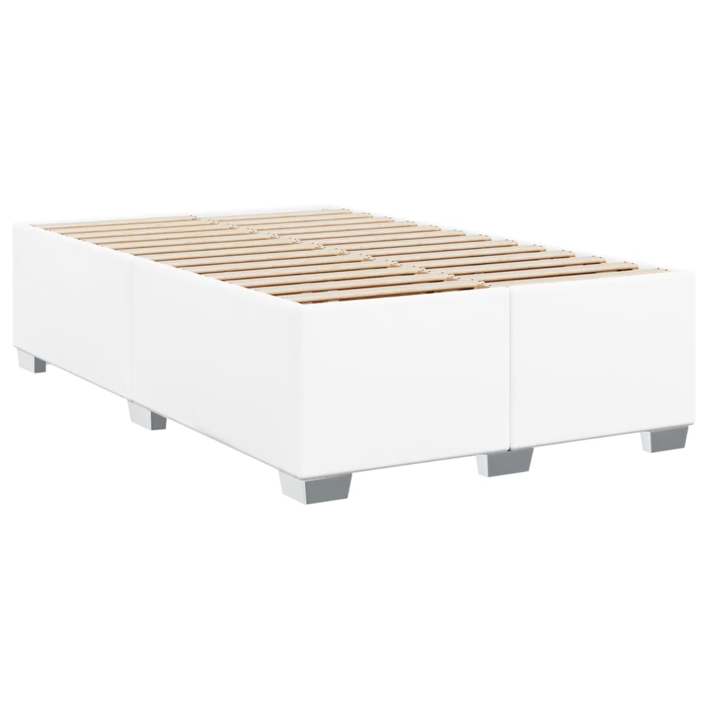 Pat box spring cu saltea, alb, 120x200 cm, piele ecologică