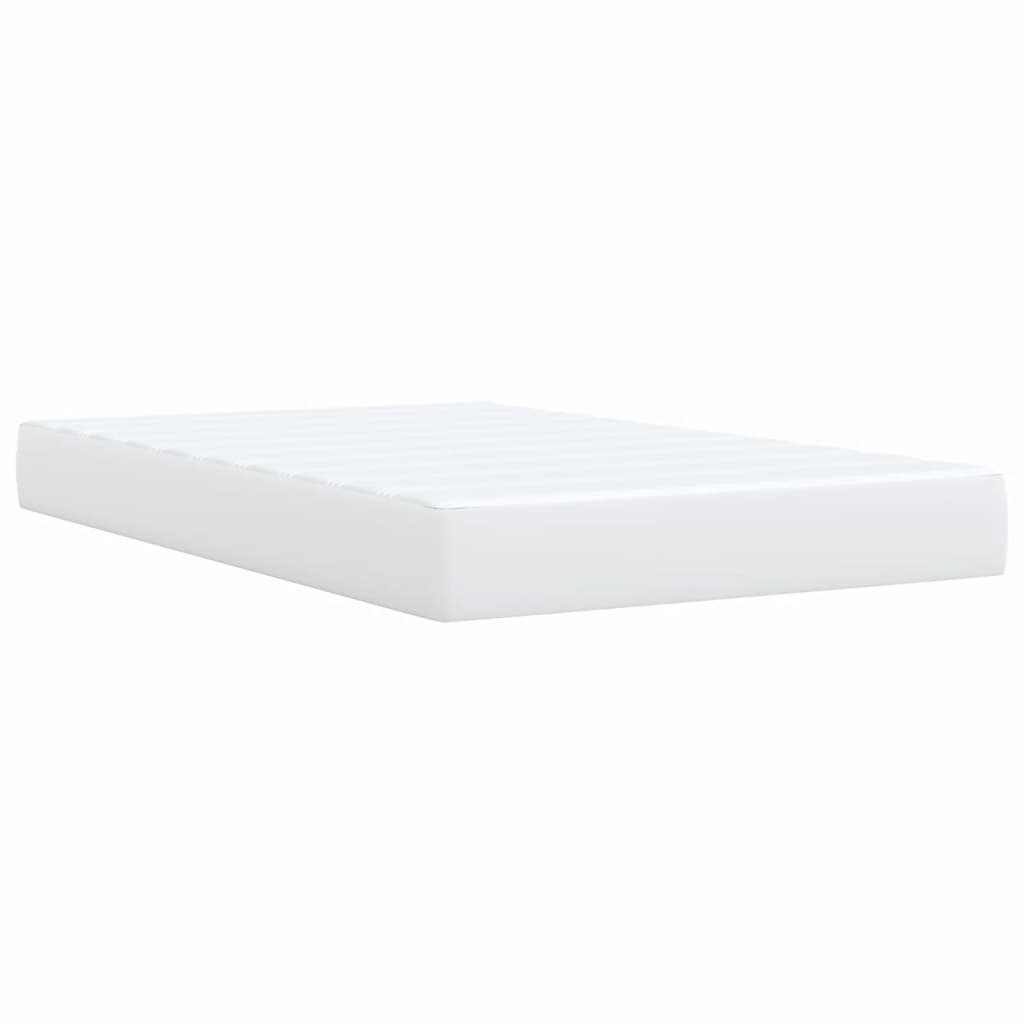 Pat box spring cu saltea, alb, 120x200 cm, piele ecologică