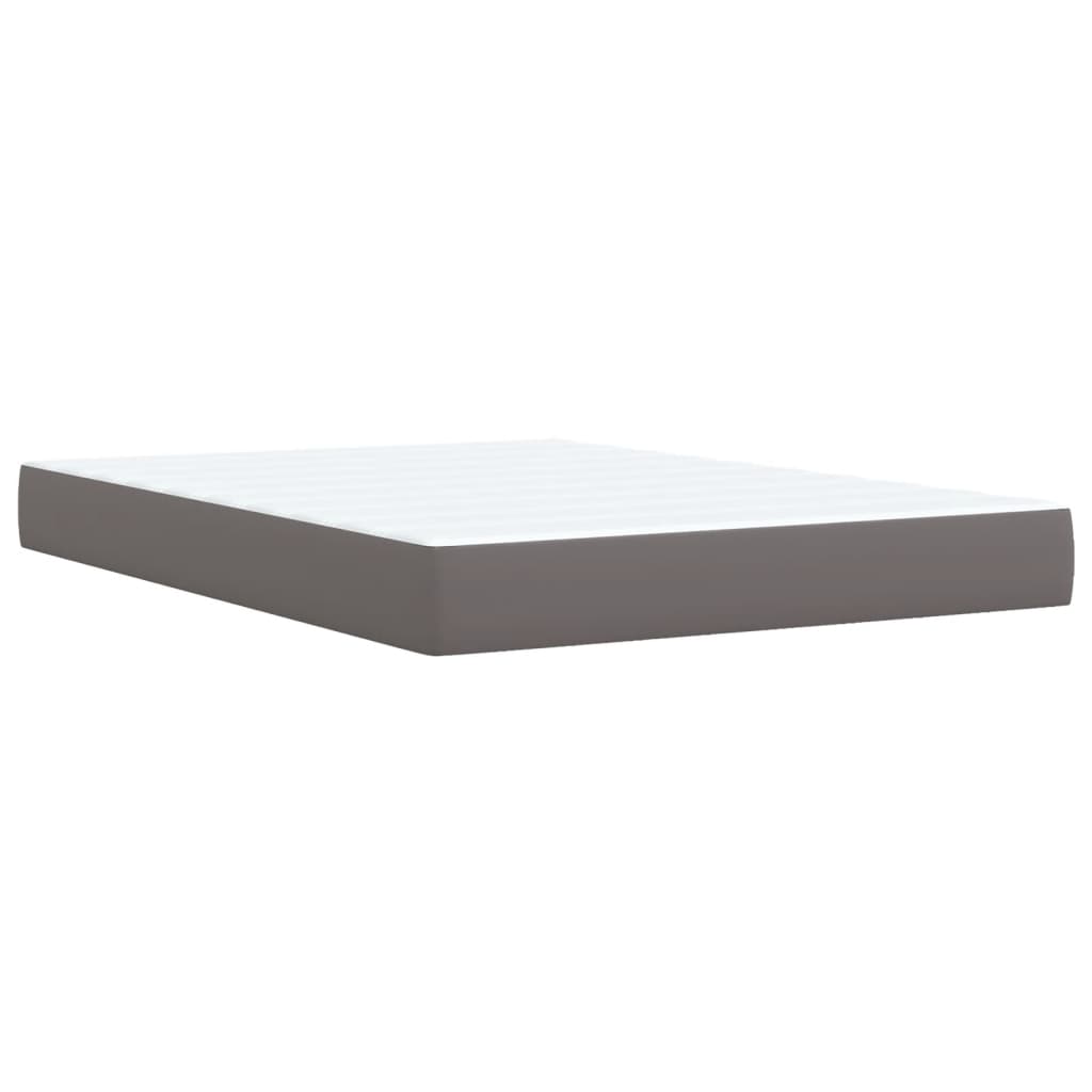 Pat box spring cu saltea, gri, 140x190 cm, piele ecologică