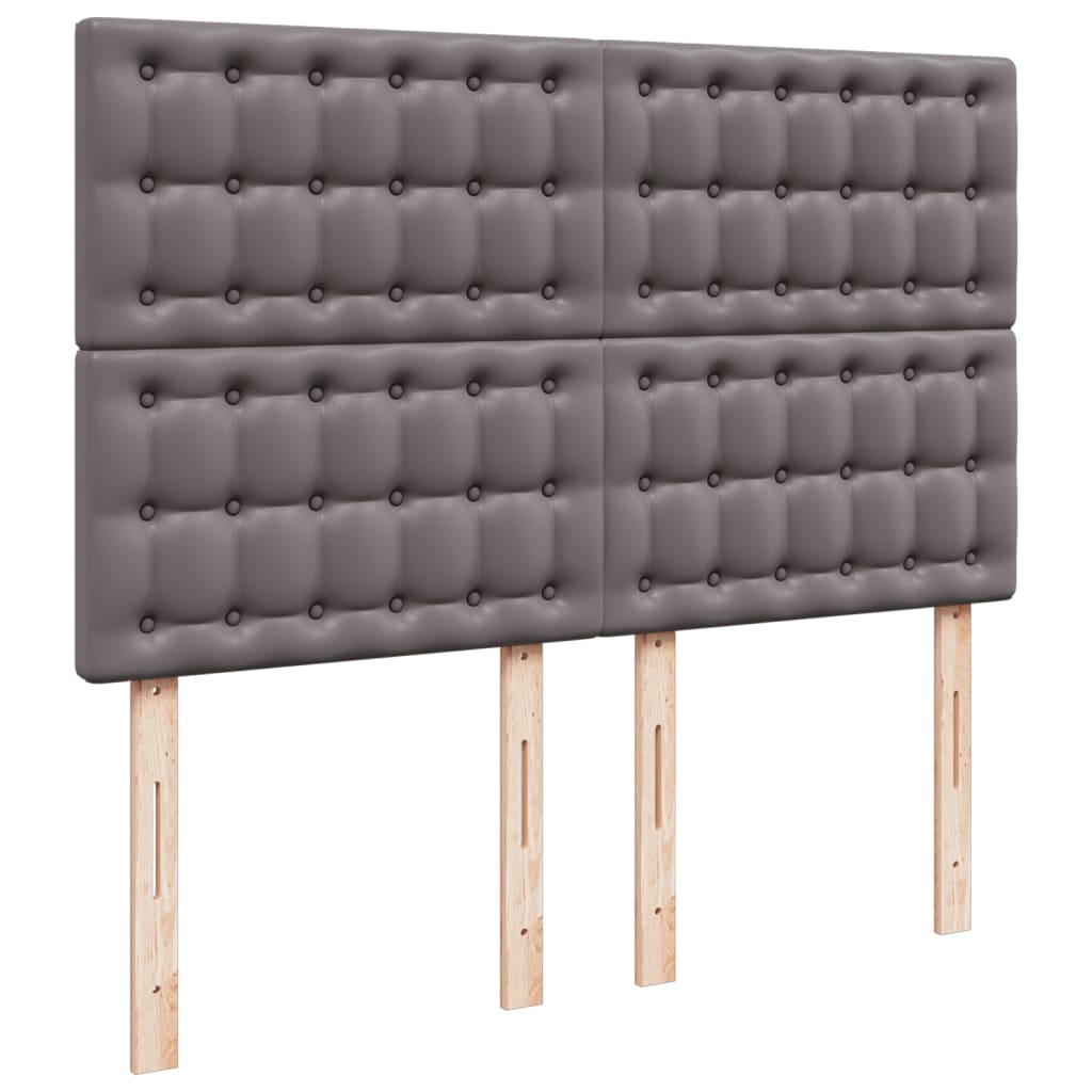 Pat box spring cu saltea, gri, 140x190 cm, piele ecologică