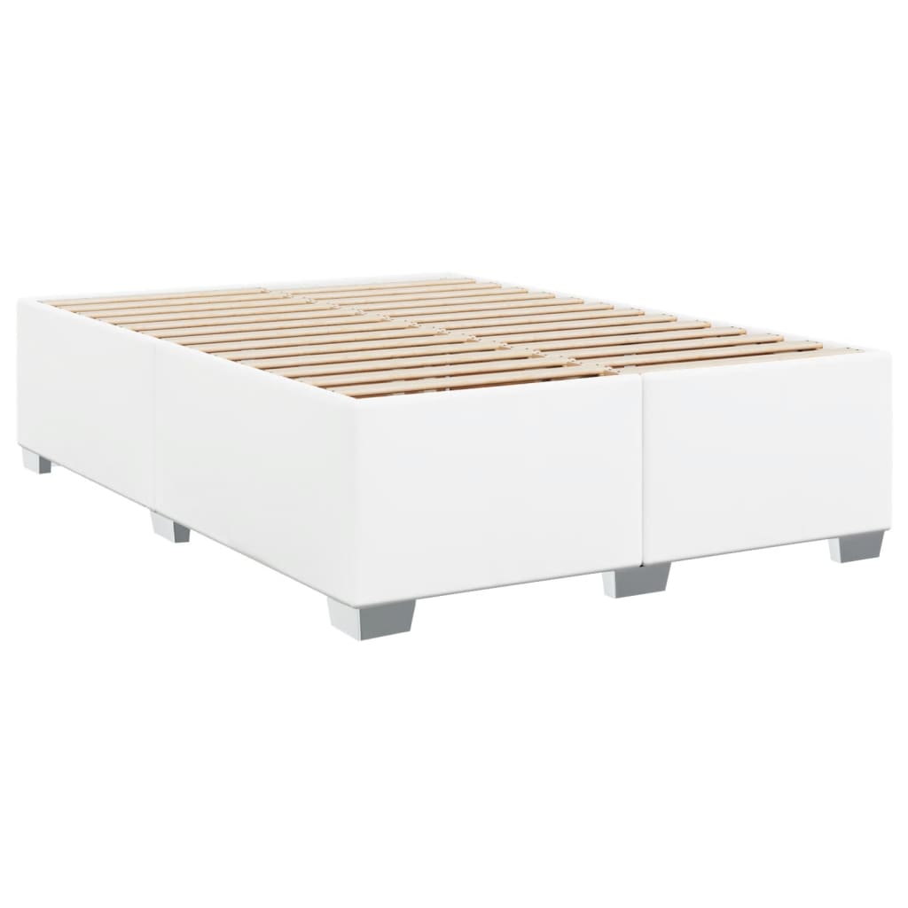 Pat box spring cu saltea, alb, 140x200 cm, piele ecologică