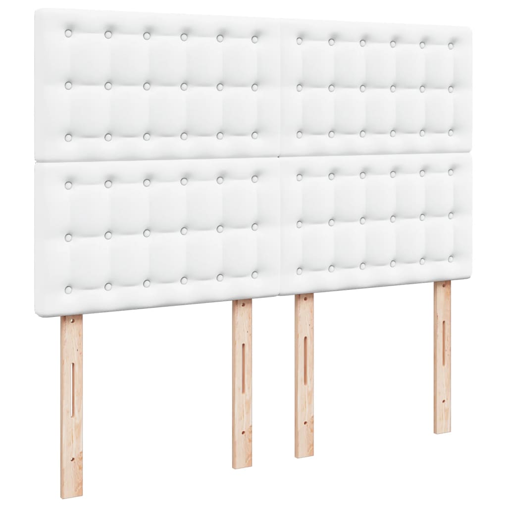 Pat box spring cu saltea, alb, 140x200 cm, piele ecologică