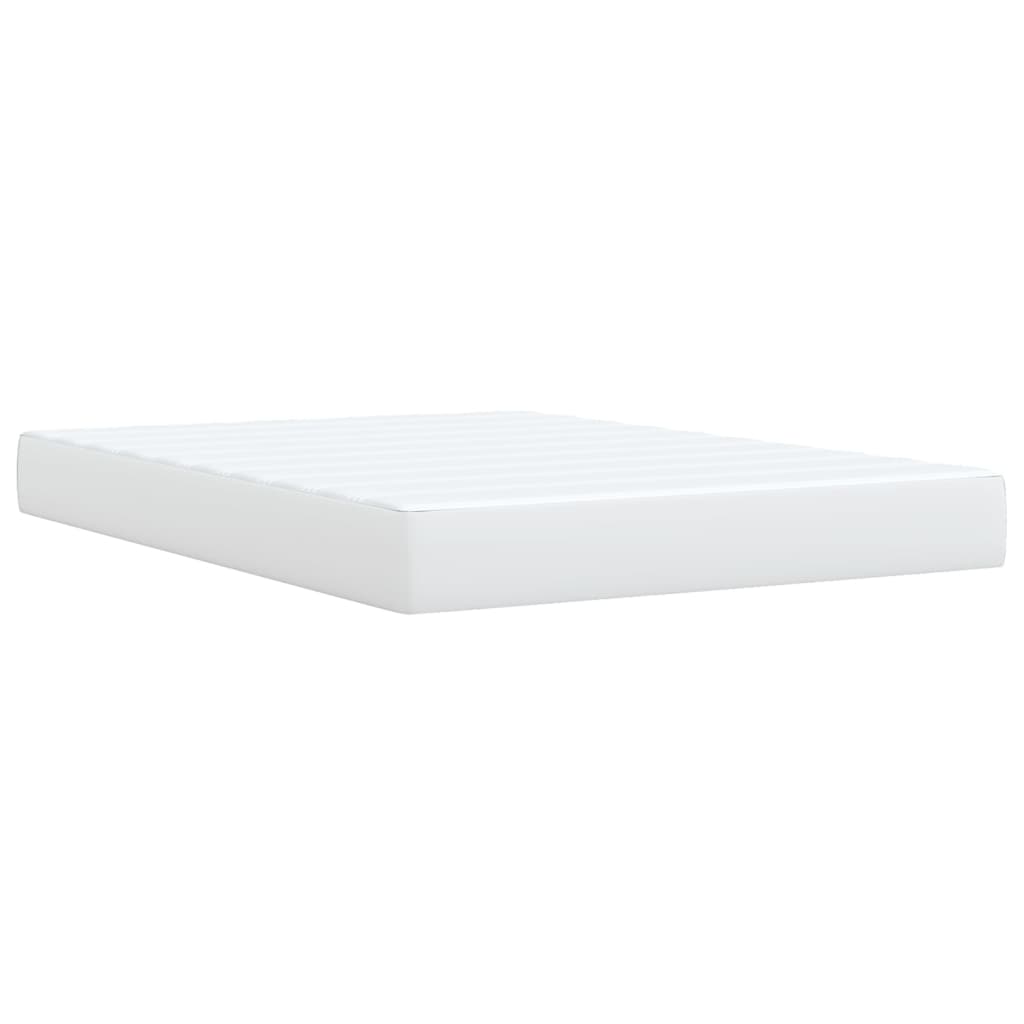 Pat box spring cu saltea, alb, 160x200 cm, piele ecologică