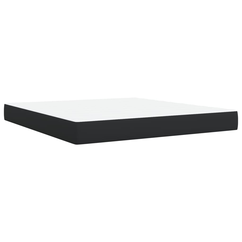 Pat box spring cu saltea, negru, 180x200 cm, piele ecologică